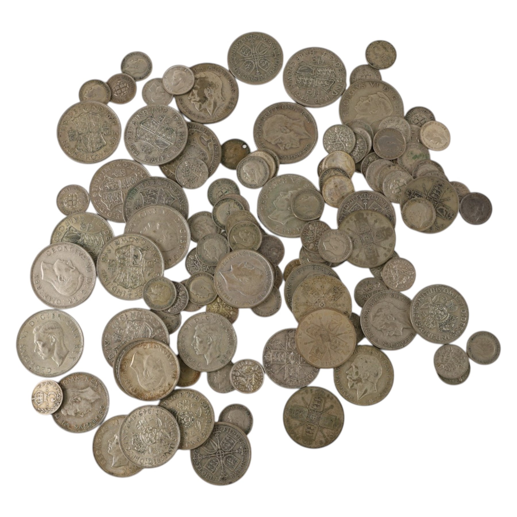 Approximately 560 grams of Great British pre-1947 silver coins