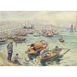  Hong Kong Harbour, 20th century watercolour signed by George Marzan 25cm x 35cm  