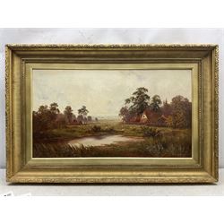 Sidney Yates Johnson (British fl.1890-1926): Farm Pastures at Dusk, oil on canvas signed and dated 1900, 44cm x 80cm