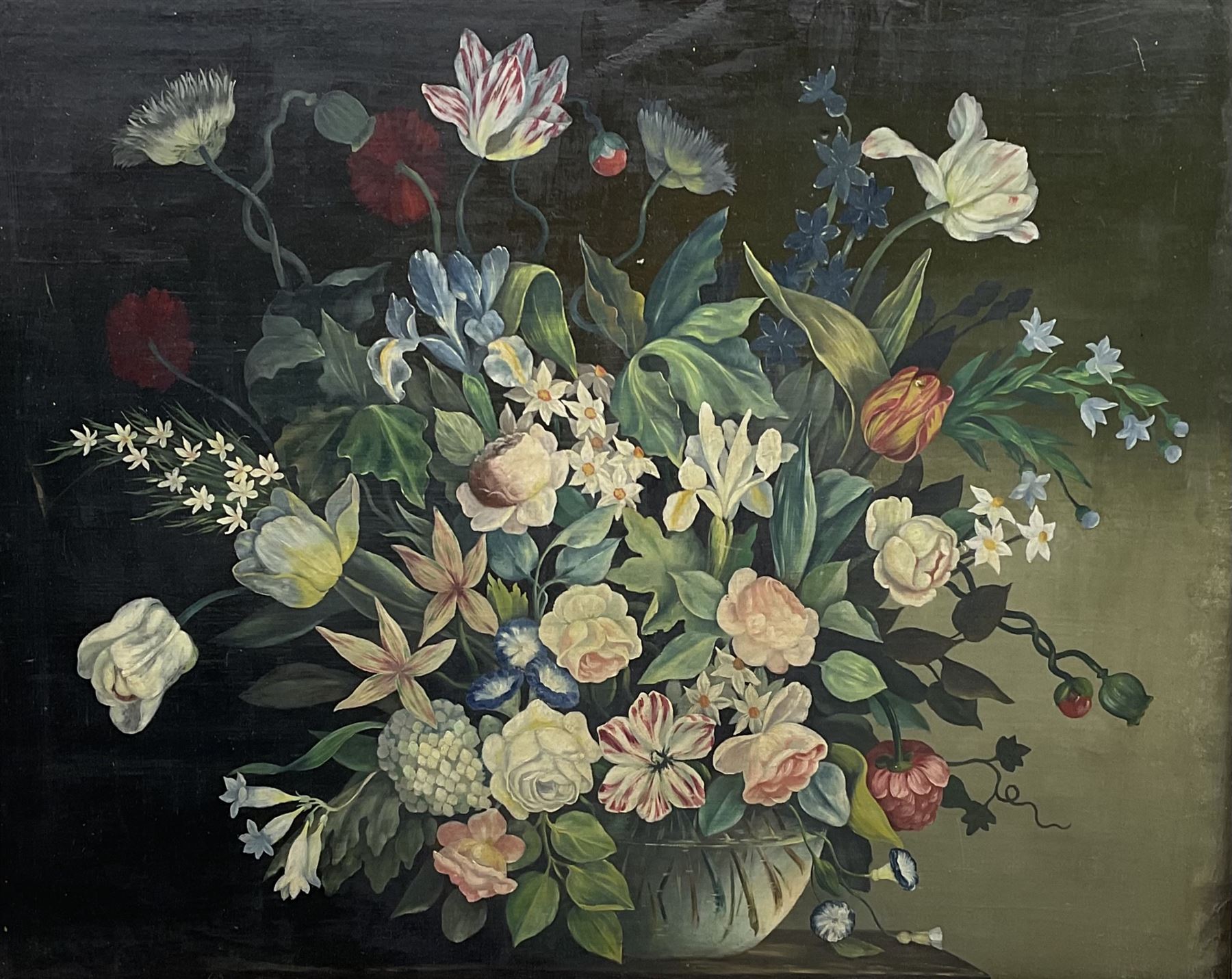 Dutch School (18th/19th century): Still Life of Flowers in a Vase, oil on canvas signed with monogram 90cm x 70cm
