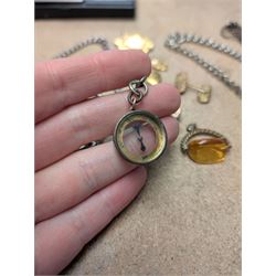 9ct gold mounted compass charm and a 9ct gold wedding band, hallmarked, together with a gold plated American Waltham Watch Co pocket watch, a silver watch chain and other gilt metal jewellery