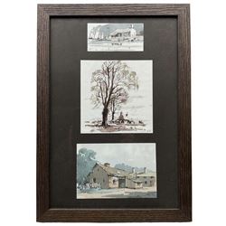 Colin Verity (British 1924-2011): Landscapes, three watercolours framed as one signed with initials, max 15cm x 14cm