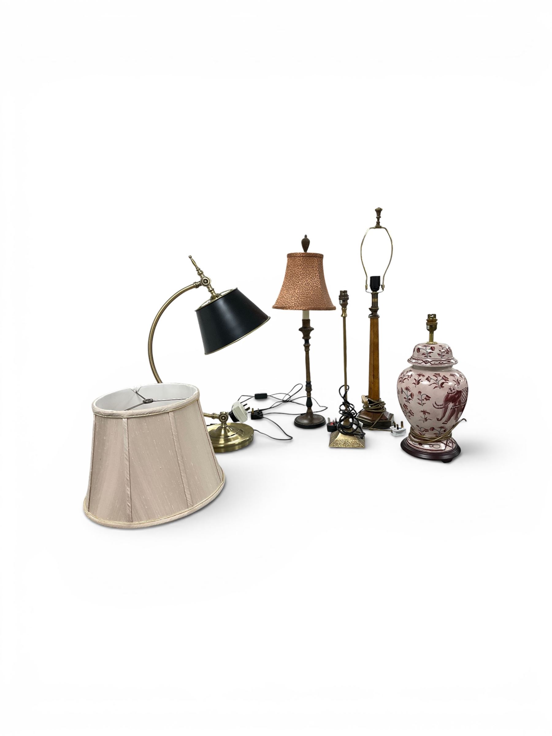 Five table lamps, largest H78cm 