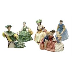 Five Royal Doulton figures comprising 'Elyse', 'First Steps', 'Kathleen', 'Ascot' and 'The Bedtime Story' (5)