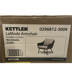 Brand new and unused (still in packaging) conservatory furniture including Kettler LaMode two seat sofa and a matching armchair and coffee table 