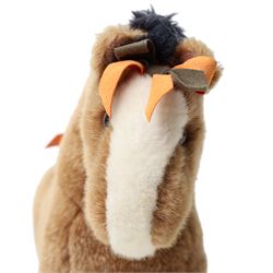 Hermès - ‘Cheval Hermy’ plush horse, brown with black mane and tail, white faux-fur hooves and orange ribbon detailing