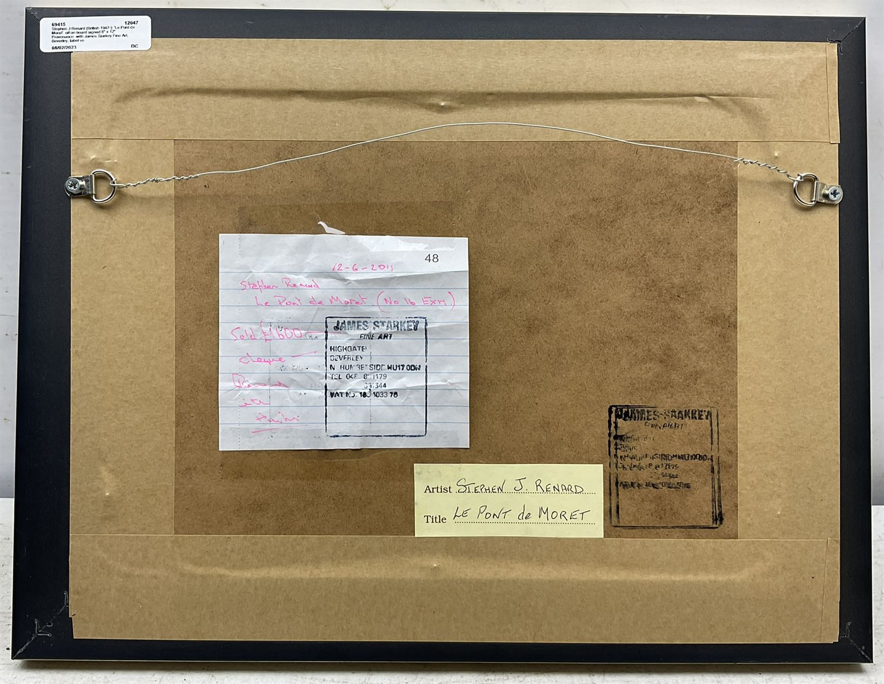 Stephen J Renard (British 1947-): 'Le Pont de Moret', oil on board signed, titled on label verso 20cm x 30cm
Provenance: exh. James Starkey Fine Art Beverley, June 2011, label verso 
Notes: now known as one of the world's pre-eminent marine artists, this work was produced before Renard chose to devote himself wholly to marine painting in the 1980s.