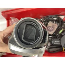 Minolta Dynax 5xi camera body serial no 17222646 with 'AF Zoom Xi 28-80mm 1:4(22)-56' lens serial no 17220881, Minolta SRT101 camera body serial 1944687, Lumix camera body serial no K6SC10168 etc 