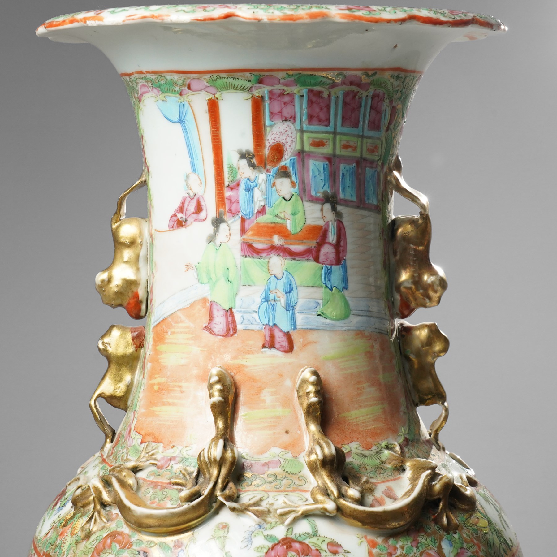 Chinese Cantonese 19th century famille rose medallion vase, H62cm 