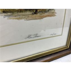 After Alan Ellison, limited edition colour print 'Working Springers' no.178/750 signed on the mount 43 x 59cm; and seven colour prints after Nigel Hemming of game birds and gun dogs; all framed (8)