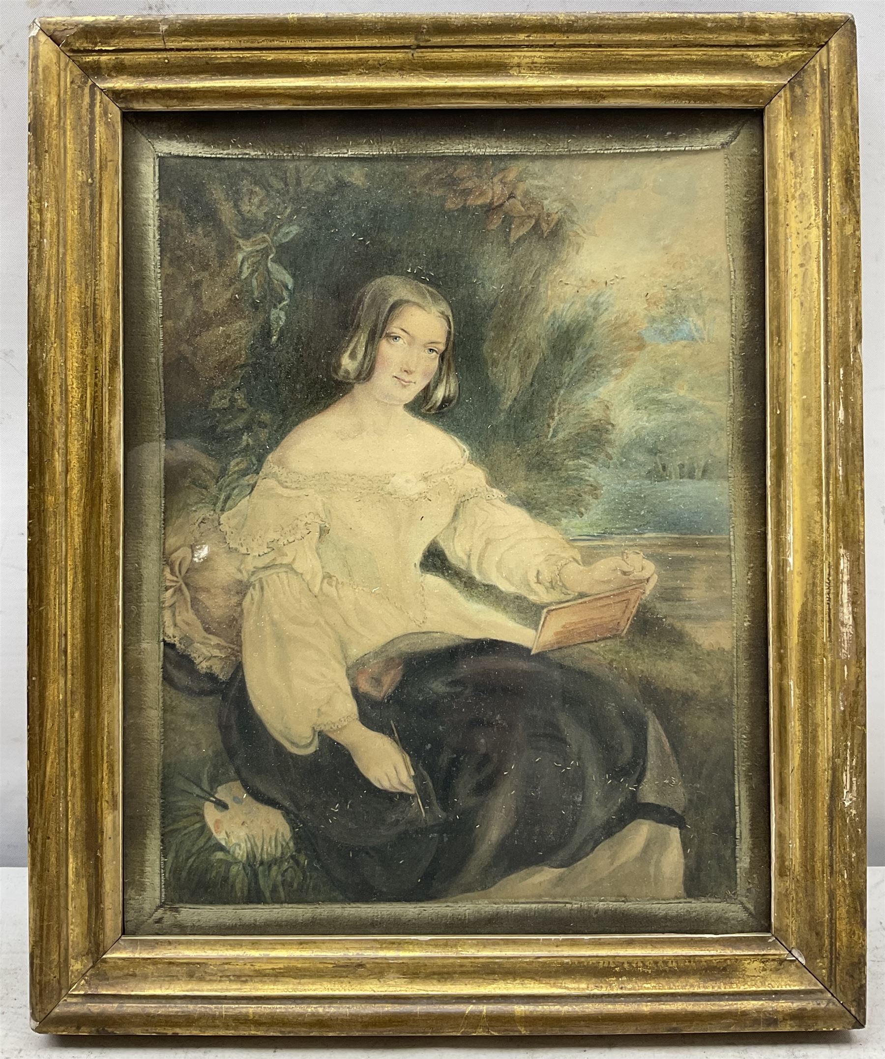 English School (Late 19th Century): Portrait of a Lady Painting, watercolour unsigned, inscribed 'S M Philipson - For Joseph Smallwood' verso, 23cm x 18cm