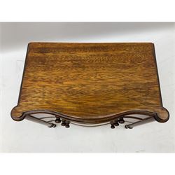 Georgian style mahogany miniature three drawer chest, raised upon tapering legs, H28.5cm 