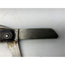 WW2 British army folding jack/clasp knife, the blade marked A.H. Bisby & Co Ltd Sheffield with broad arrow and date 1944, marlin spike and can opener; and British Navy seaman's rope pocket knife, the blade marked Venture H.M. Slater Sheffield (2)
