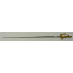  George V Diplomat's Ceremonial Sword, 80cm blade etched with scrolls and cypher, gilt braided grip and guard in leather scabbard, L98cm, in leather cover.   