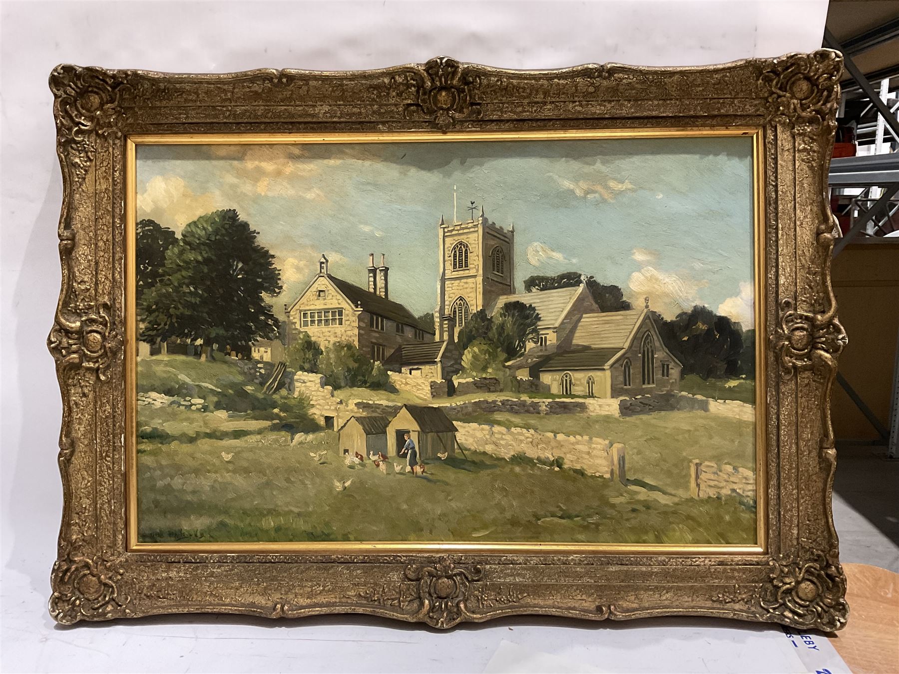 Joseph Appleyard (Yorkshire 1908-1960): Burnsall Church, oil on board signed 38cm x 58cm 