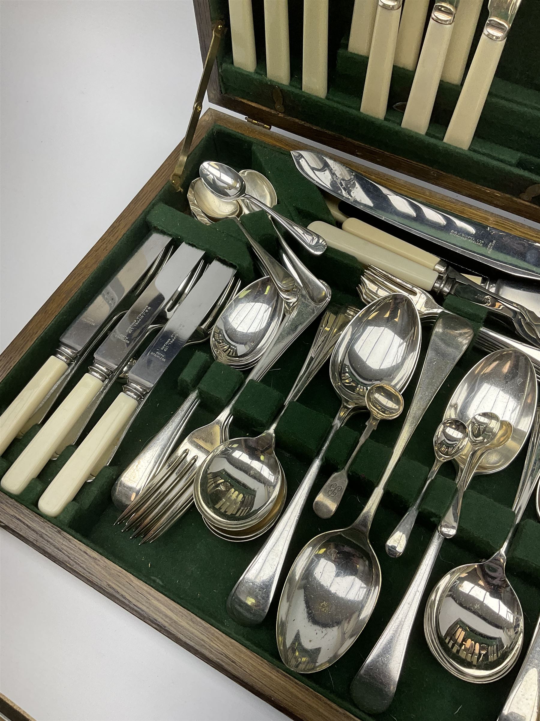 B & J Sippel Ltd, Sheffield, part canteen of plated and stainless steel cutlery