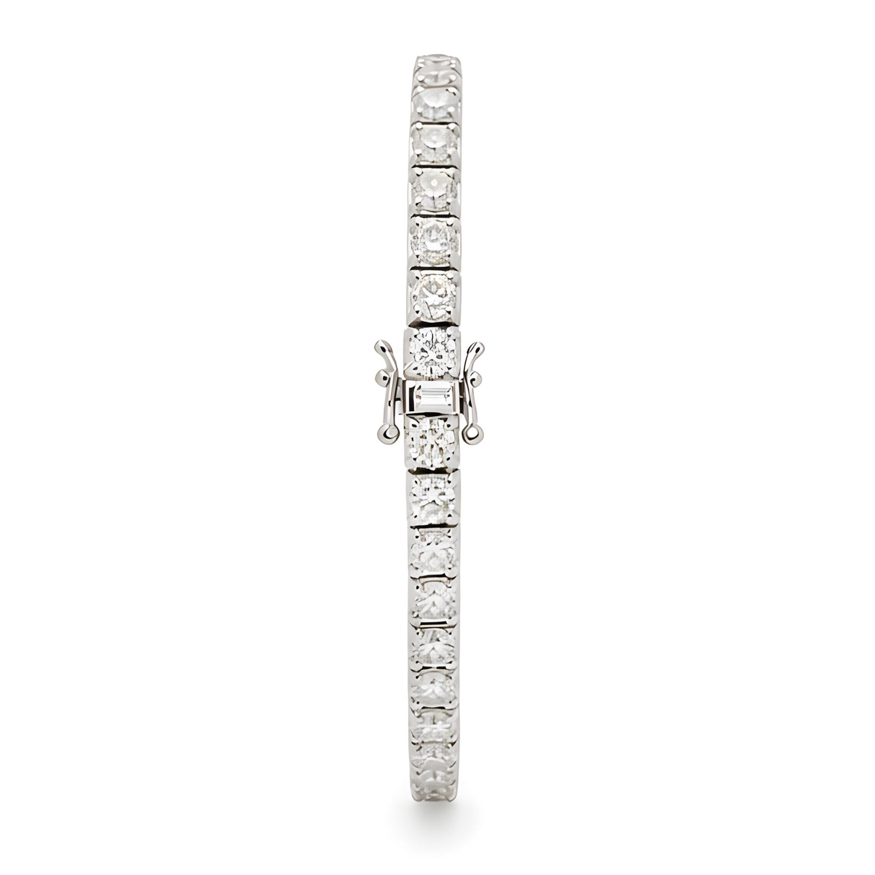 18ct white gold diamond bracelet, set with thirty-eight round brilliant cut diamonds, stamped 750, total diamond weight approx 11.45 carat