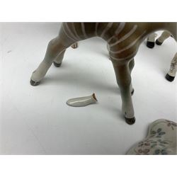 Basil Matthews figures, comprising horses, deer and fawns, all with painted mark beneath, largest H14cm