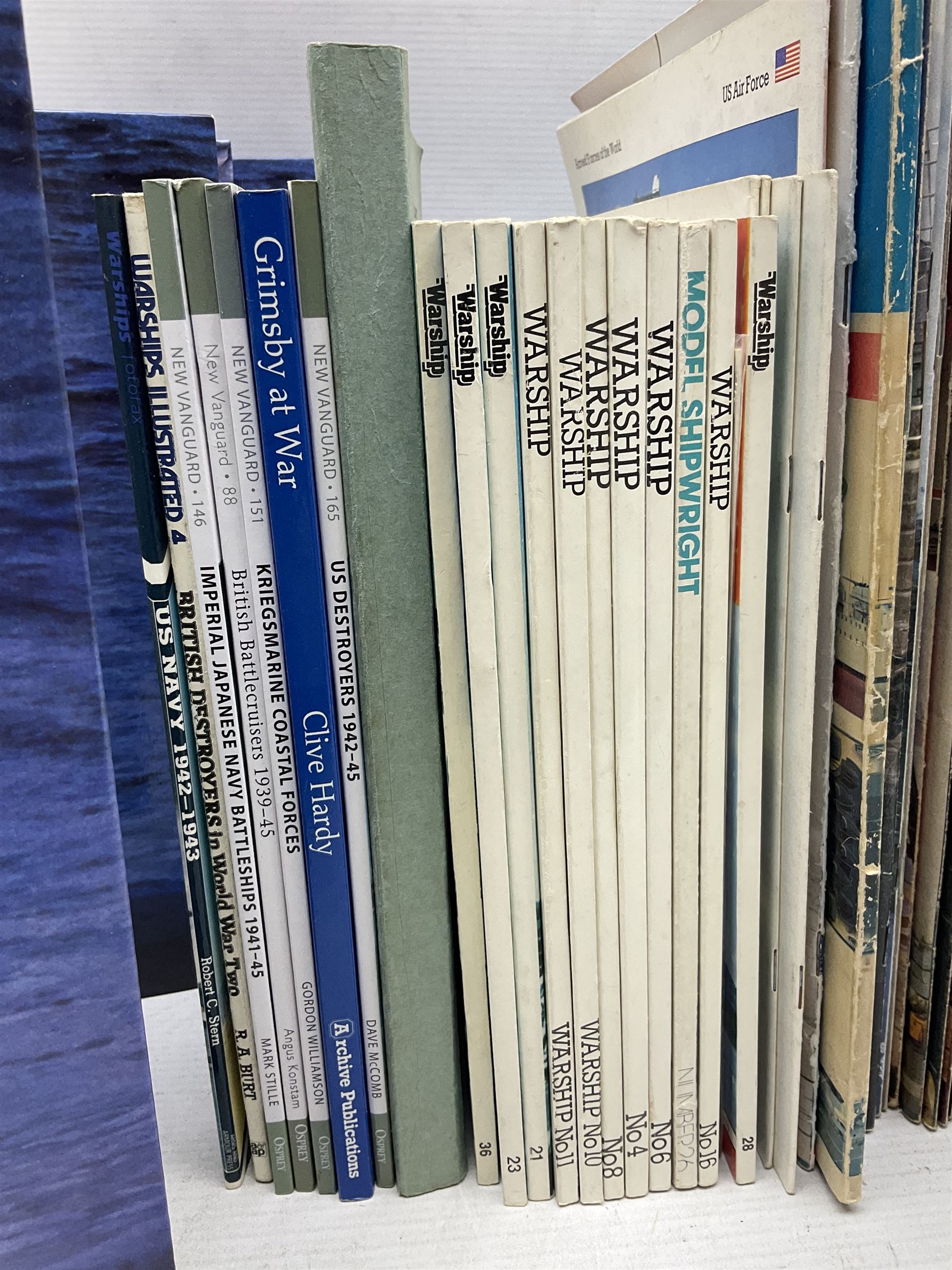 Six Atlas Editions ring binders of Warships Maxi Cards; and large quantity of booklets, cigarette cards etc of naval and shipping interest