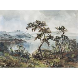 Prudence Turner (Scottish 1930-2007): Trees Beside the Water, watercolour signed 29cm x 39cm
