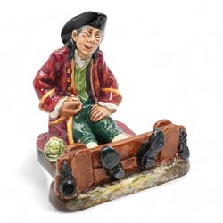 Royal Doulton figure, In the Stocks, HN2163,  H15cm, and four other Royal Doulton figures, To Bed HN1805, Babie HN1279, Wendy HN2109 and Penny HN2328 (second) (5)