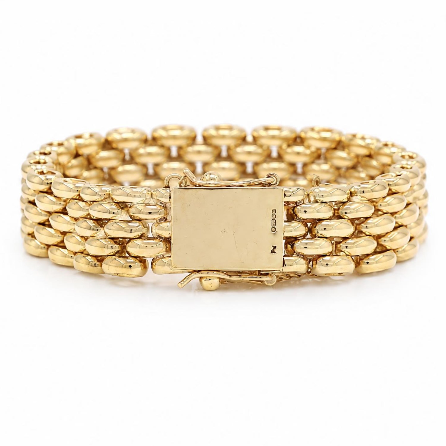 9ct gold five row brick link bracelet, Birmingham 1993