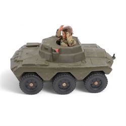 Three Cherilea Toys Action Man military vehicles, comprising Hornet, Tank and Scout Car, together with a Palitoy Action Man Spartan Personnel Carrier (4)