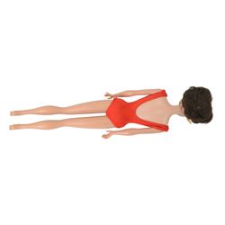 Collection of 1950s/60s Mattel Barbie dolls, including bubble cut Barbie circa 1962, with coral lips, blue eyeliner, red swimsuit and earrings, stamped 'JAPAN' to right foot, Fashion Queen Barbie, in gold and white swimsuit and headscarf, with three different wigs and a Ken doll circa 1961 in red striped shirt and shorts, together with a large quantity of 1960s Barbie and Sindy clothing, two doll stands and booklets