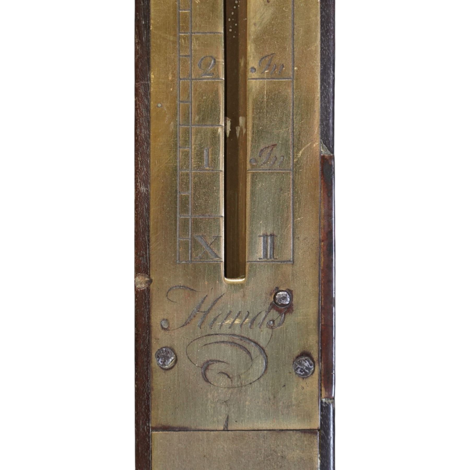 J Remming (Newmarket) - horse measure, with brass plaque to the front, with measuring scale marked in hands