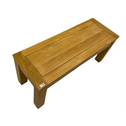 Solid light oak rectangular bench seat