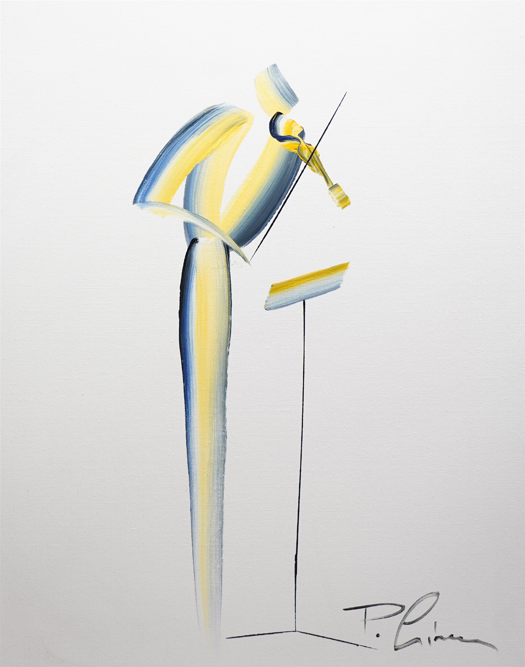 Patrick Ciranna (French 1950-): The Musicians, pair oils on canvas signed 54cm x 45cm (2)