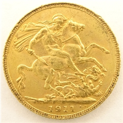  King George V 1911 gold full sovereign  