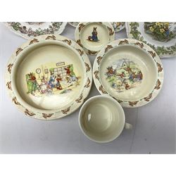 Royal Doulton Brambly Hedge plates comprising Crabapple Cottage, Spring and Summer, together with Royal Doulton Bunnykins nursery plate, bowl, cup etc
