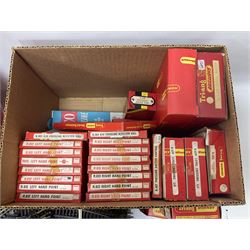 Hornby/Tri-Ang ‘00’ gauge - large quantity of track and accessories to include boxed Operating Turntable Set, boxed level crossings, left and right hand points, signal gantry, buffer stop etc, in two boxes 