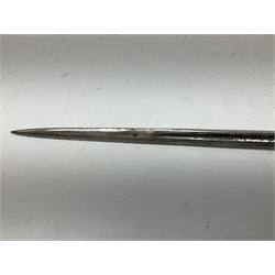 Early 20th century officer's swagger type leather covered sword stick, the 33cm etched single fullered blade marked Wilkinson Pall Mall, with carrying strap L60.5cm