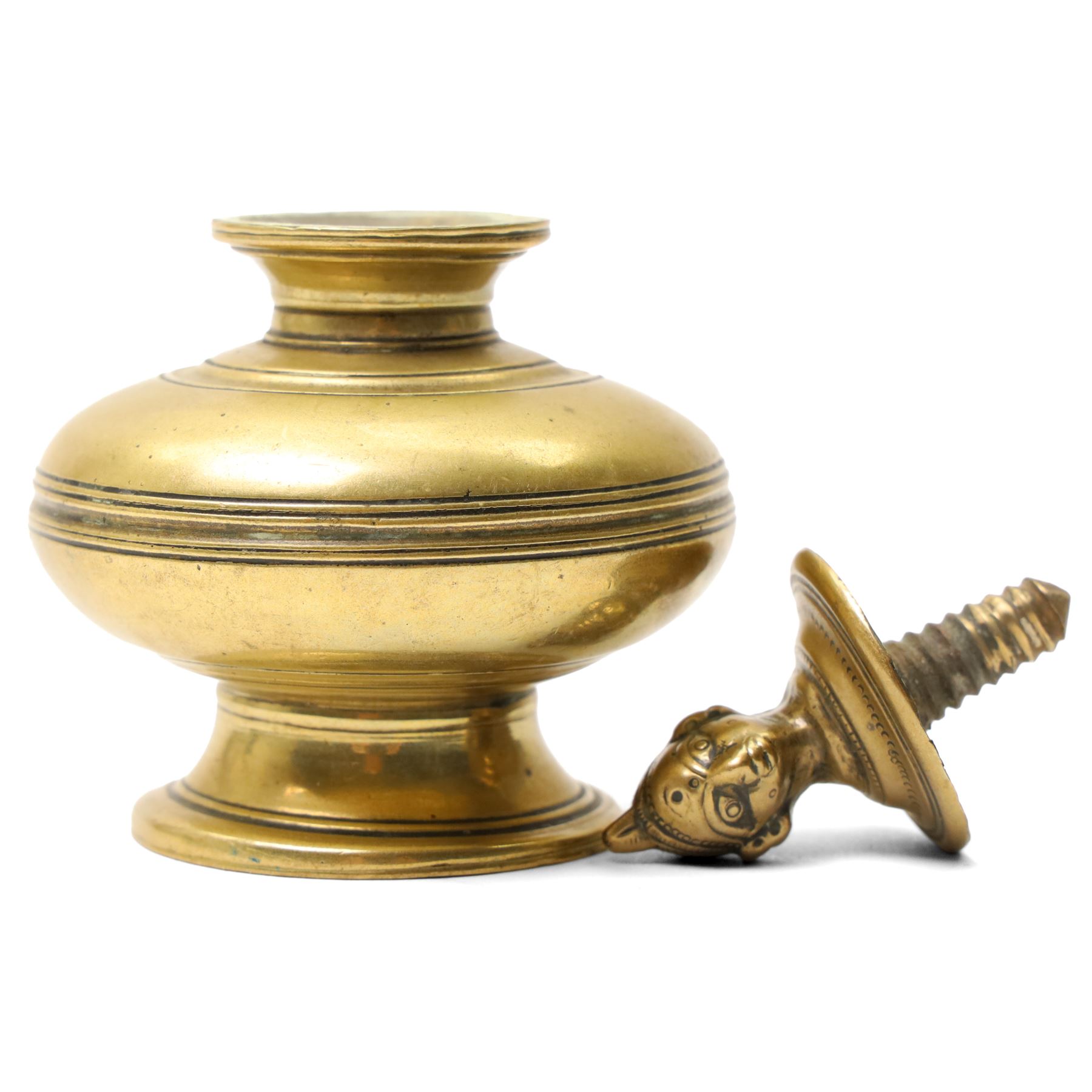 Asian bronze koro with raised decorative panels, two Indian elephants and one other Indian item