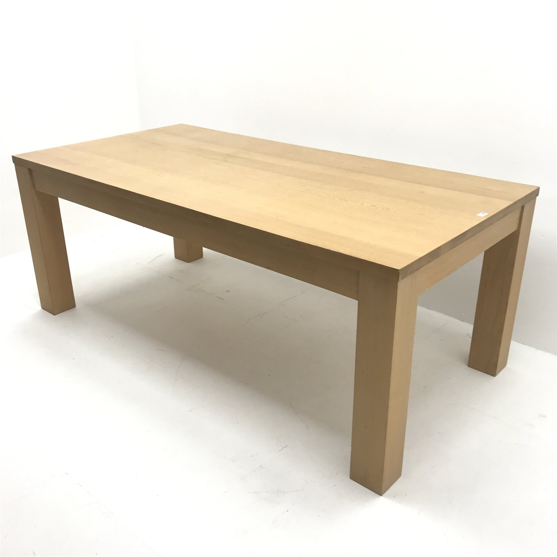 Barker and Stonehouse rectangular oak dining table, square supports, W200cm, H78cm, D100cm