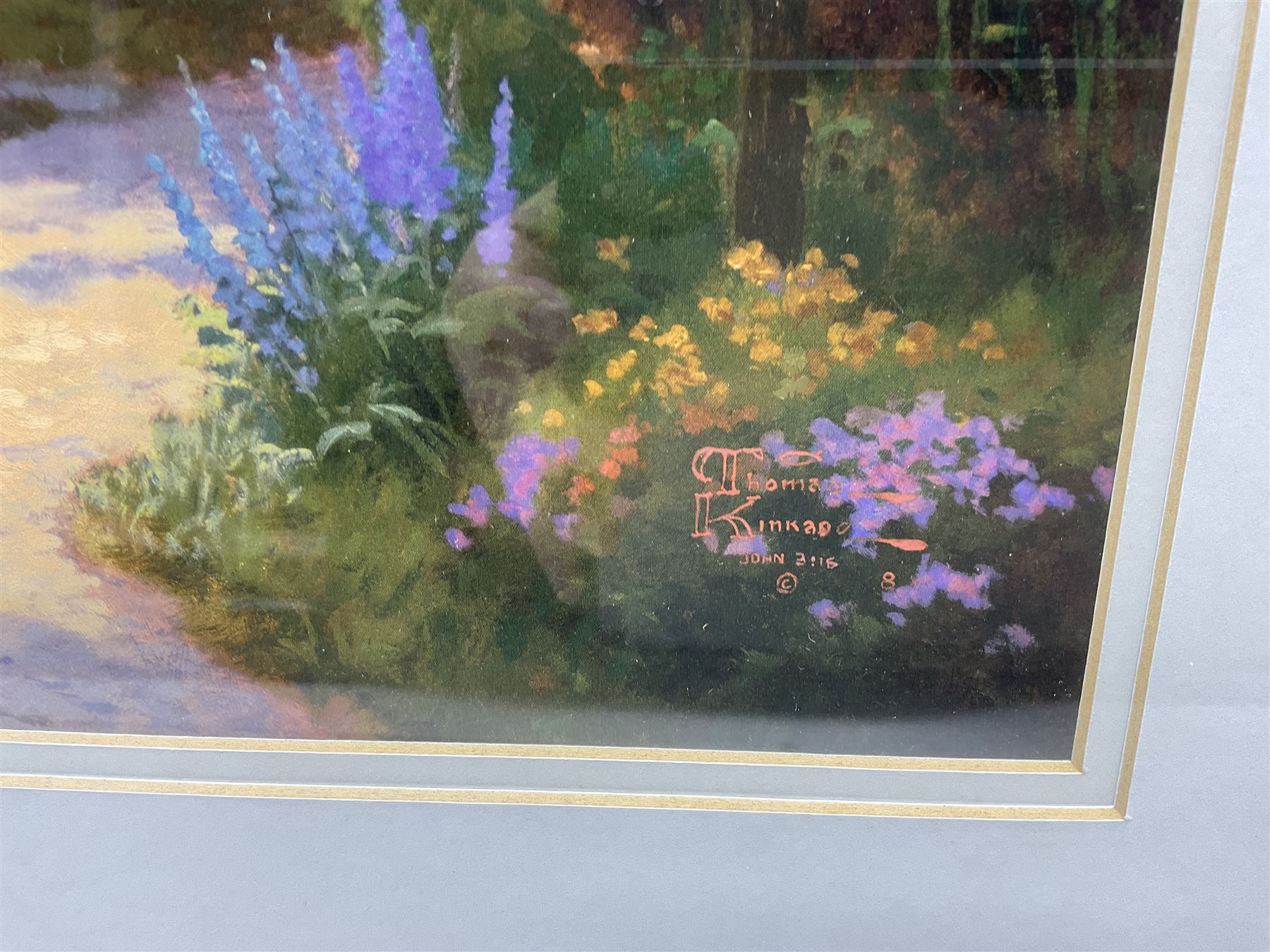 Thomas Kinkade (American 1958-2012): 'Cobblestone Village', offset lithograph no.1435/2050, with Certificate of Authenticity 45cm x 60cm