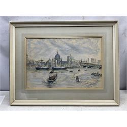 Walter Graham Scott-Brown (British 1887-1987): View Across the Thames, pastel signed in pencil 36cm x 54cm