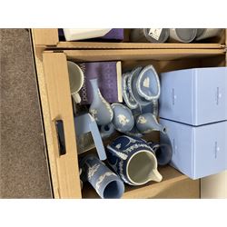 Collection of Wedgwood mainly Jasperware  including jugs, vases bowls etc, together with Swarovski figures etc 
