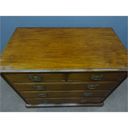  Early 20th century mahogany chest, two short and three long drawers, plinth base, W114cm, H94cm, D63cm  