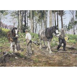 Elaine Broadley  (Yorkshire 20th Century): 'Good Day's Work', oil on canvas signed, titled and dated 1986 verso, with Yorkshire Artists Exhibition catalogue 29cm x 39cm 