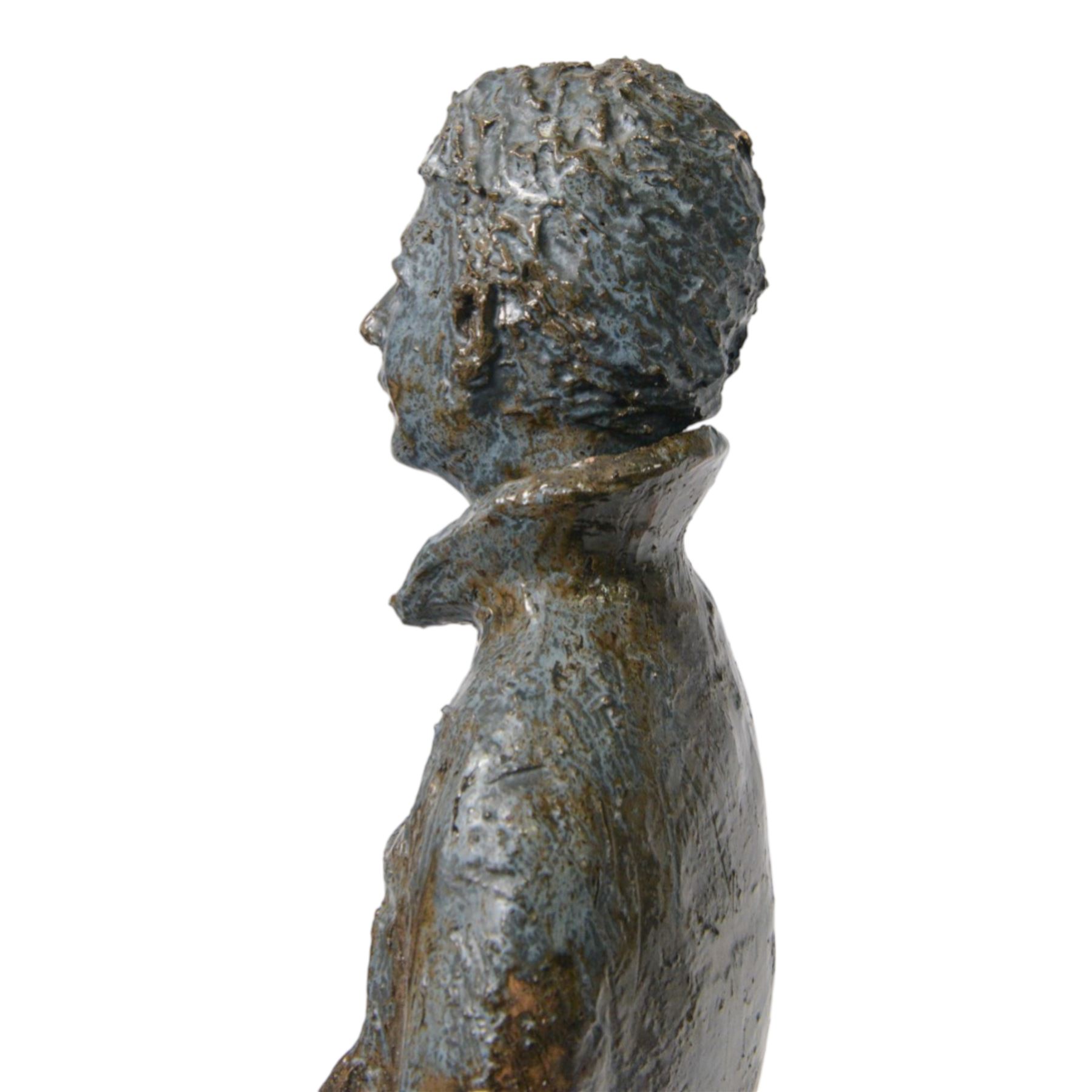 Studio pottery figure, modelled as a boy seated upon a stool, H68cm 