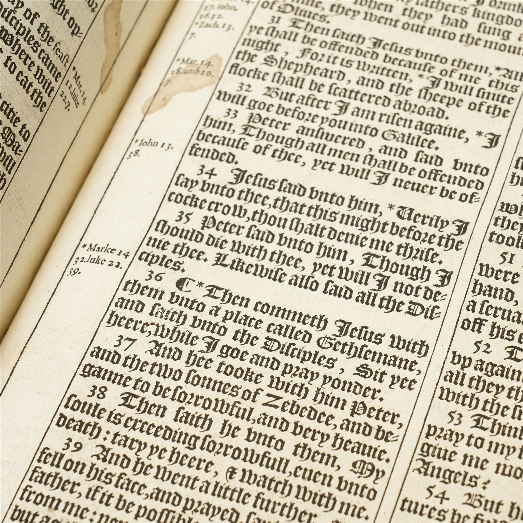 1611 King James Bible: The Great 'He' Bible. 'The Holy Bible Conteyning the Old Testament and the New'. London: Robert Barker, 1611. Folio (44cm × 29cm) Black-letter text in double columns, woodcut initials and ornaments, genealogies of Holy Scripture with engraved Adam and Eve family tree, and the separate engraved title to 'The Newe Testament of our Lord and Saviour Iesus Christ, dated 1611. Bound in full calf with ribbed spine.

First edition, first issue of the King James 'He' Bible, containing the erroneous reading 'and he went into the citie' in Ruth 3:15. Commissioned by King James I and printed by Robert Barker, this monumental translation became the most influential work in the English language, shaping its religious and literary tradition for more than four centuries.