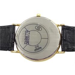 Omega De Ville gentleman's gold-plated gentleman's quartz wristwatch, Ref. 195 0075.2, Cal. 1375, on original black leather strap, boxed