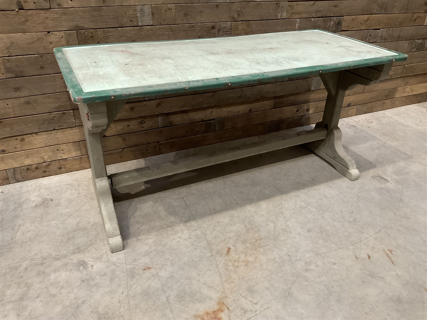 Early 20th century painted wood and enamel Military folding campaign table