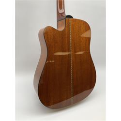 Fender model DG-20CE NAT semi-acoustic guitar with mahogany back and sides and spruce top, serial no. 03035336, L104cm, in fitted carrying case