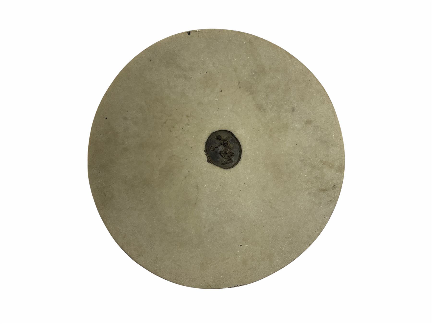 Victorian Parian ware twin handled vase detailed with Bacus masks fruiting vines and floral sprays H36cm, together with a Parian jug H14.5cm, classical Parian sculpture H40cm, decorative plaque decorated in high relief depicting two children D18.5cm. 