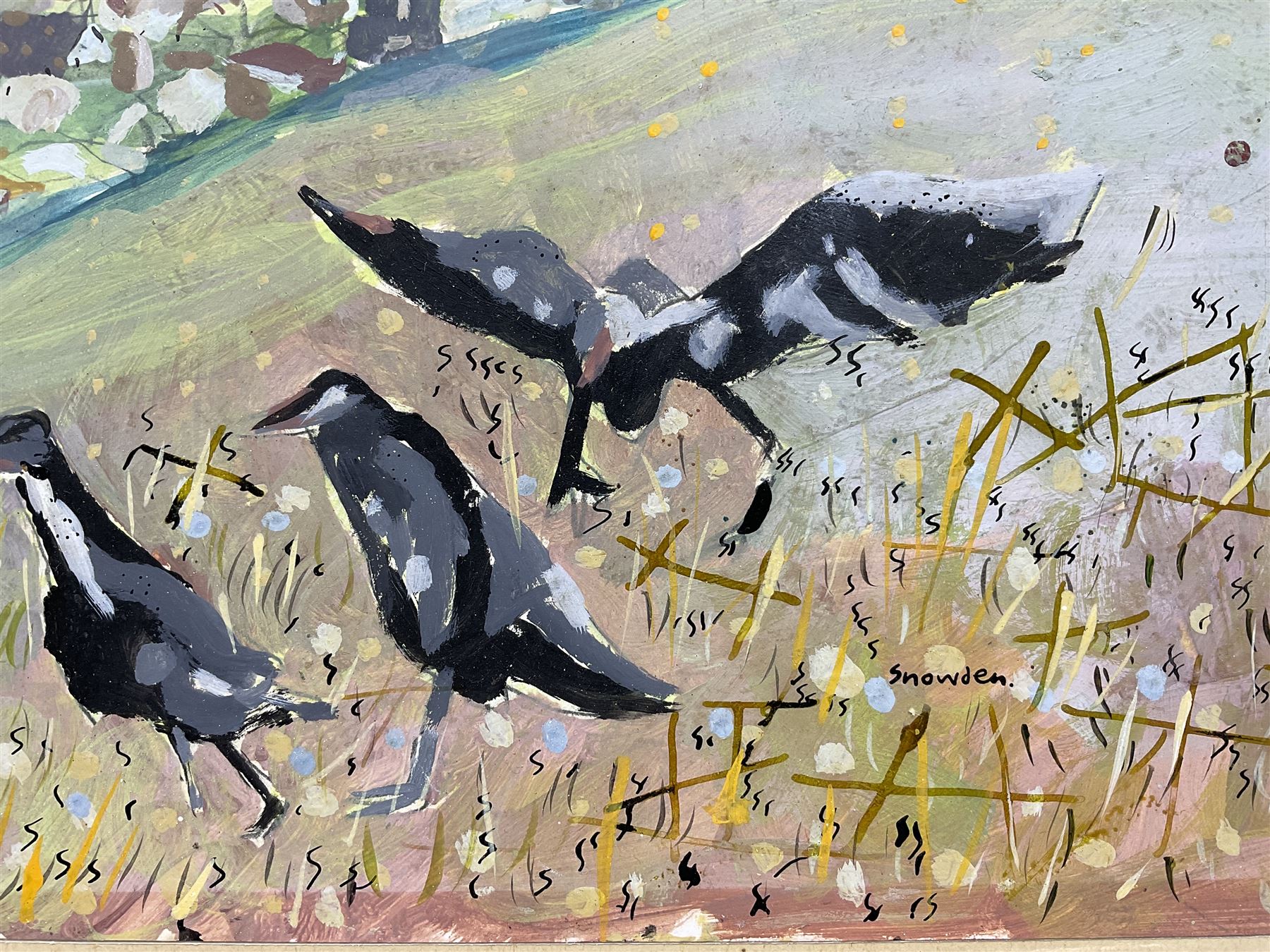 Richard Snowden (British 1950-2014): 'Going to Play Cricket', gouache signed and titled 44cm x 58cm (unframed)