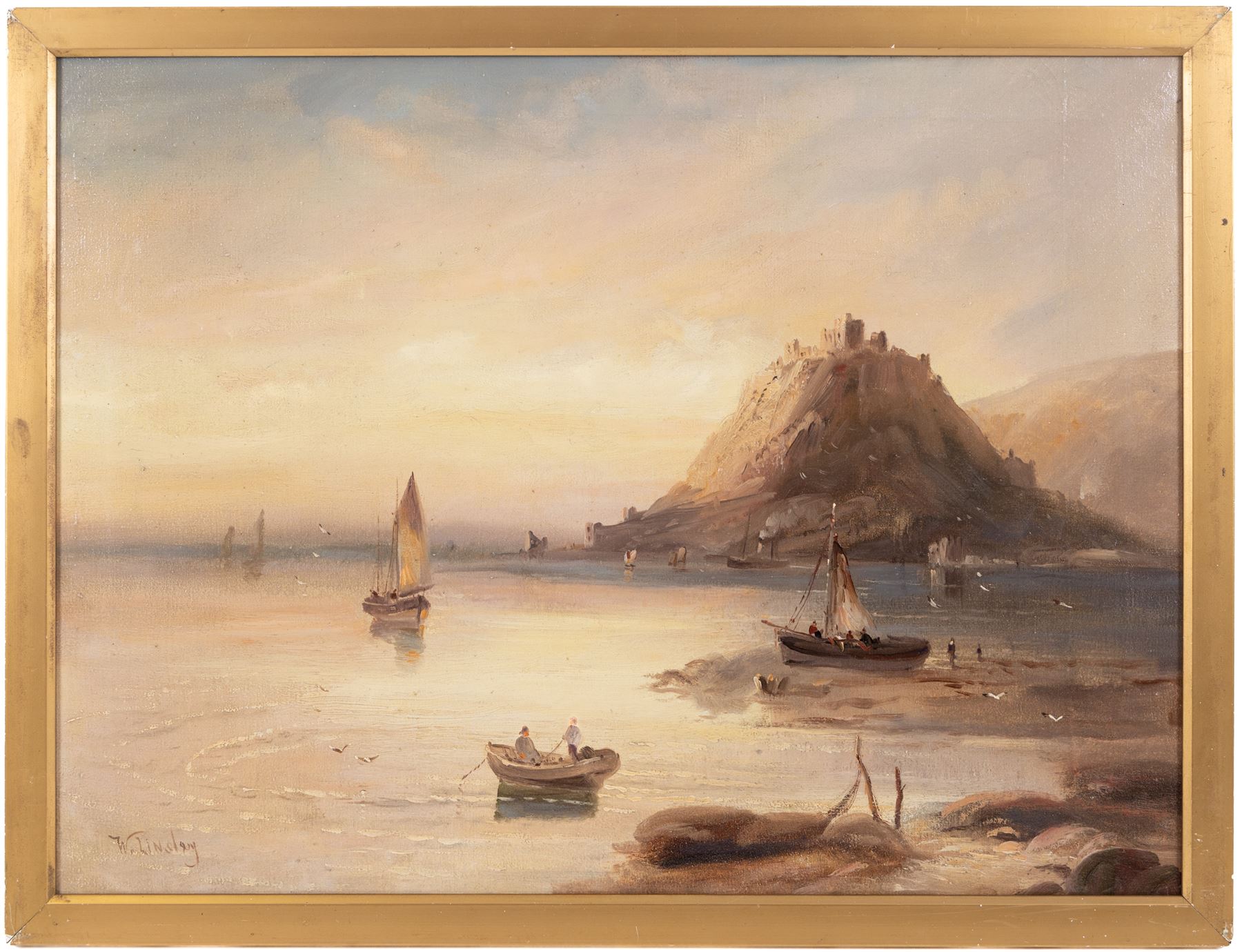 Walter Linsley Meegan (British c1860-1944): Castle Views - possibly St Michaels Mount, two oils on canvas signed 44cm x 60cm (2)